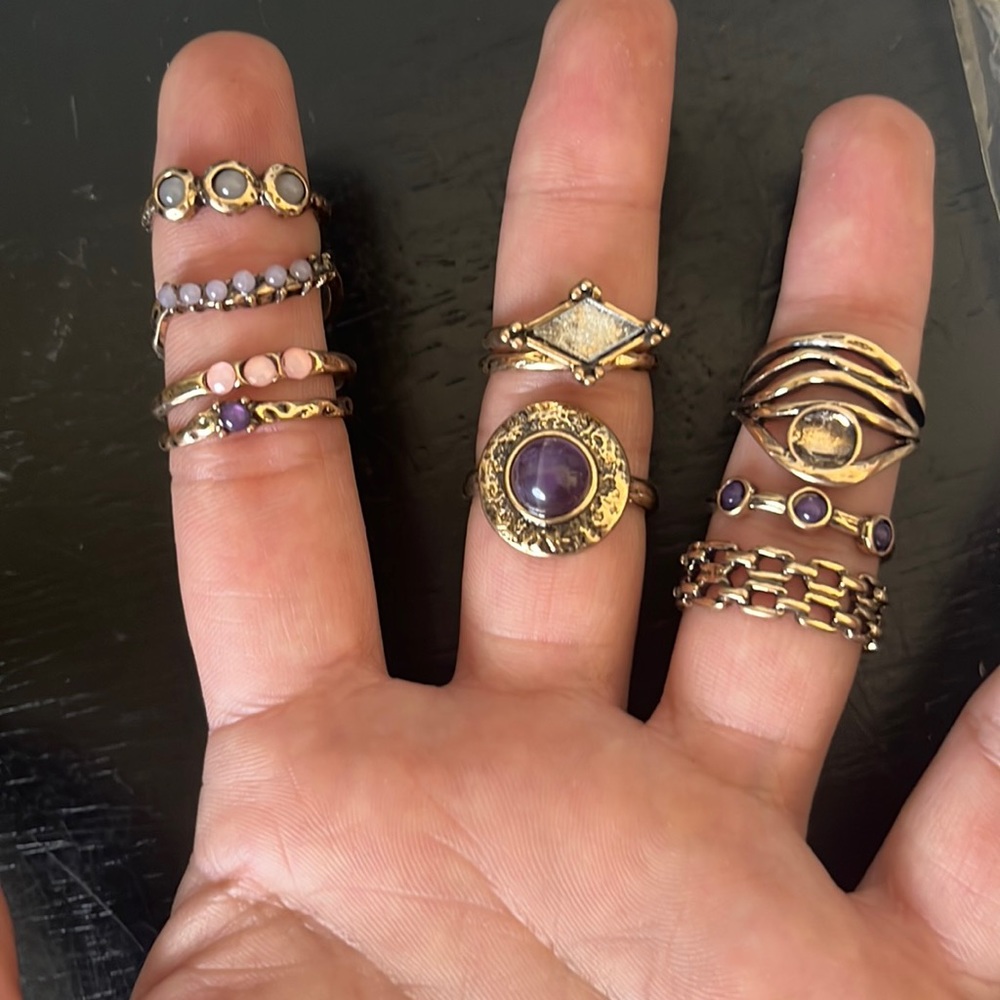 Free People Bronze set of 9 rings